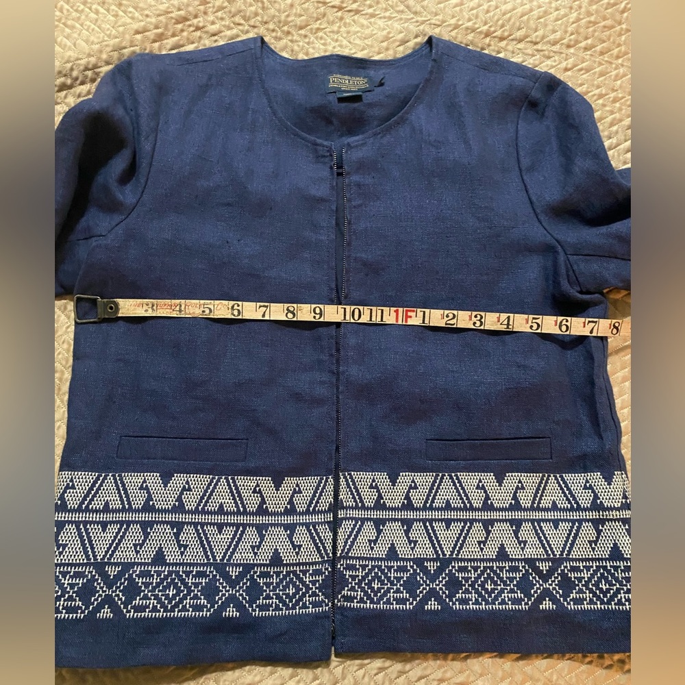 PENDLETON LINEN EMBROIDERED FULL ZIP BOXY BLAZER M - Picture 7 of 9